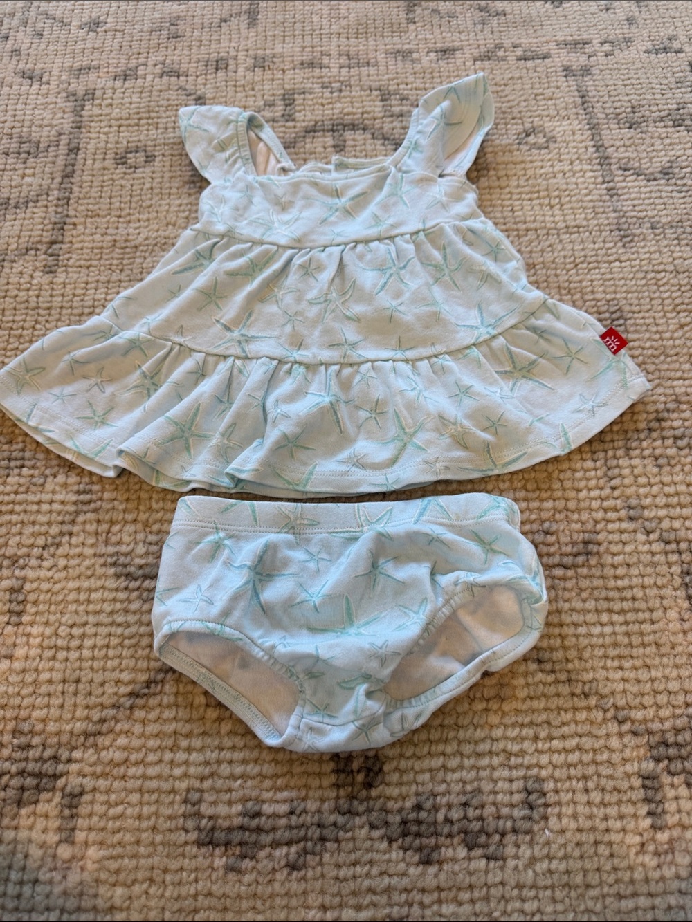 Magnetic Me shine bright like a starfish cotton dress diaper cover set 3-6M
